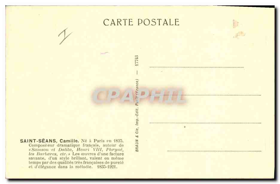 CPA Saint Saens  — Verso