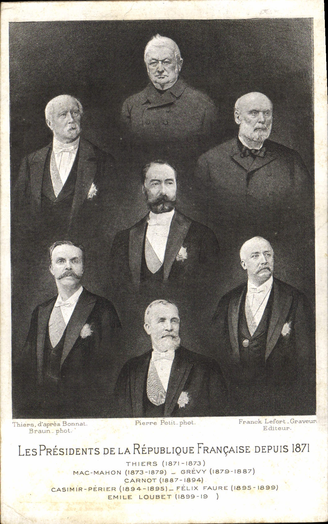 CPA Les Presidents de la Republique Thiers Mac-Mahon Grevy Casimir(Perier Felix Faure Emile Loubet 
