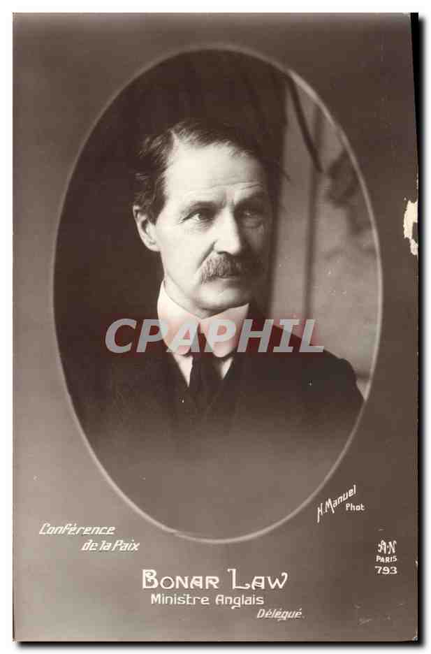 CPA Bonar Law Ministre anglais Conference de la Paix 