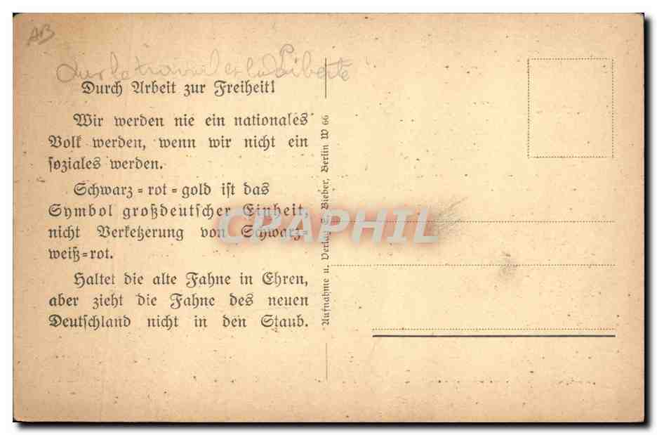 Portrait de Philipp Marx — 'Die Einheit des Reiches ist unser höchstes Ziel!' — éditeur Vormals u. Verlag B. Bieber, Berlin — Reverso