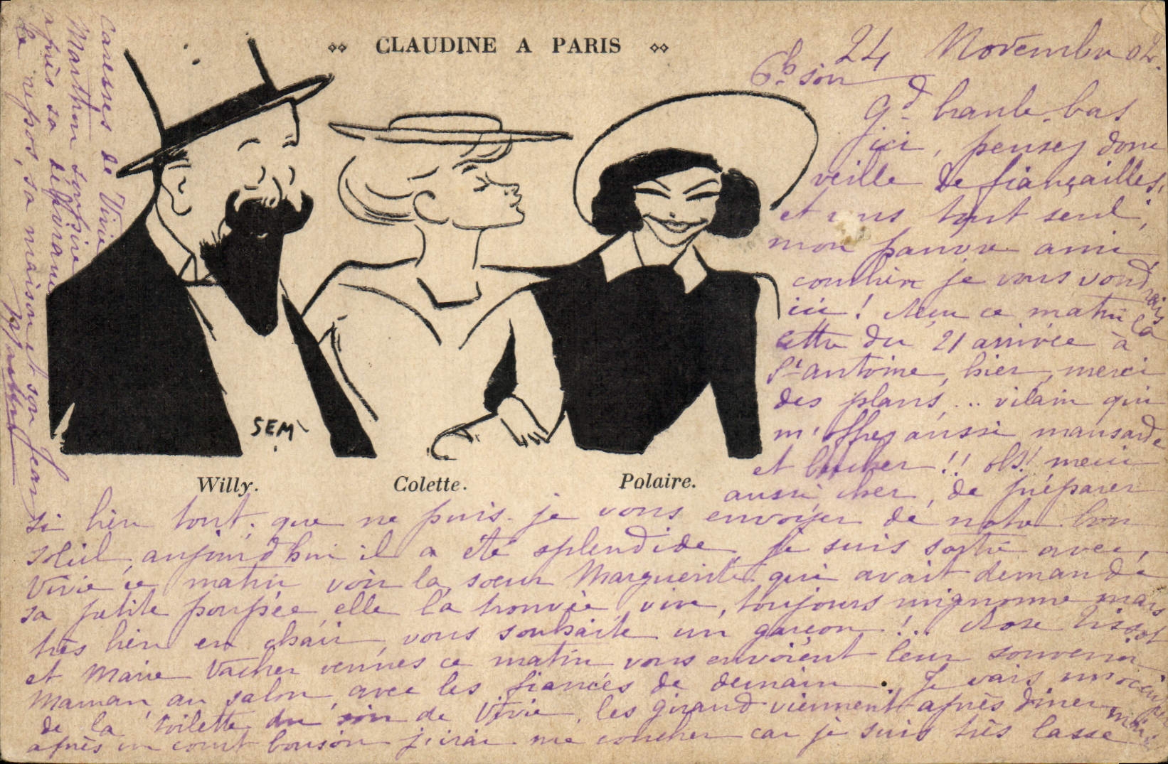 CPA Claudine a Paris Willy Colette Polmaire Illustrateur Se