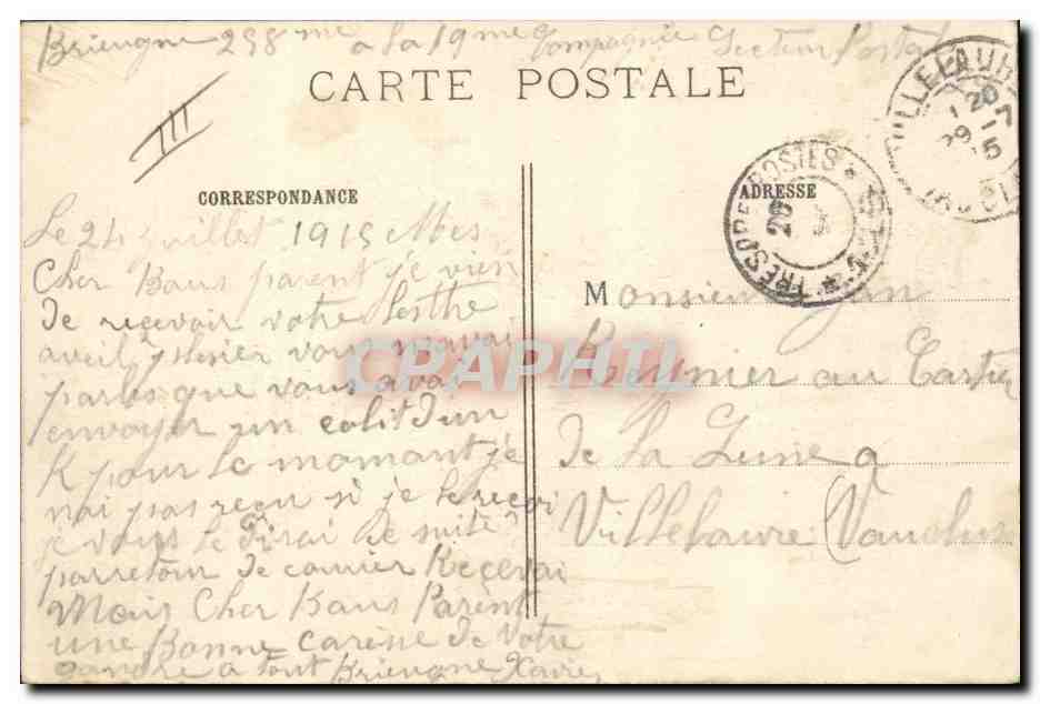Ecurie improvisée par nos Artilleurs — La Grande Guerre 1914-15 — IMP. BAUDINIÈRE - NANTERRE — Reverso