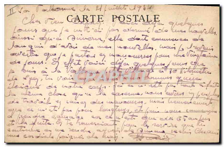 Camp de La Valbonne — Cavalerie au repos — Reverso