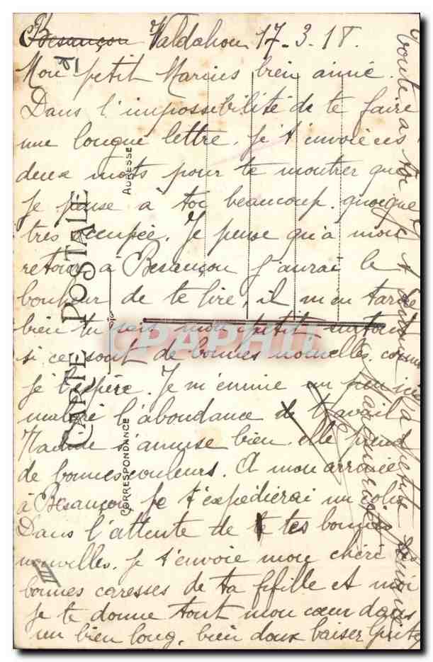 CPA Cheval Equitation Hippisme Camp du Valdhon Les ecuries Militaria Valdahon  — Verso