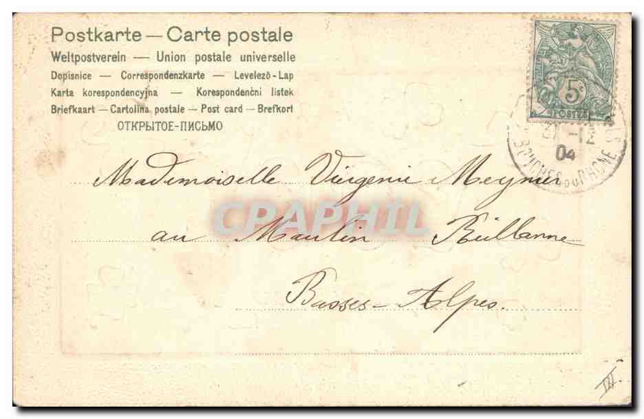 CPA Fantaisie Fleurs Annee 1905 Trefles  — Verso