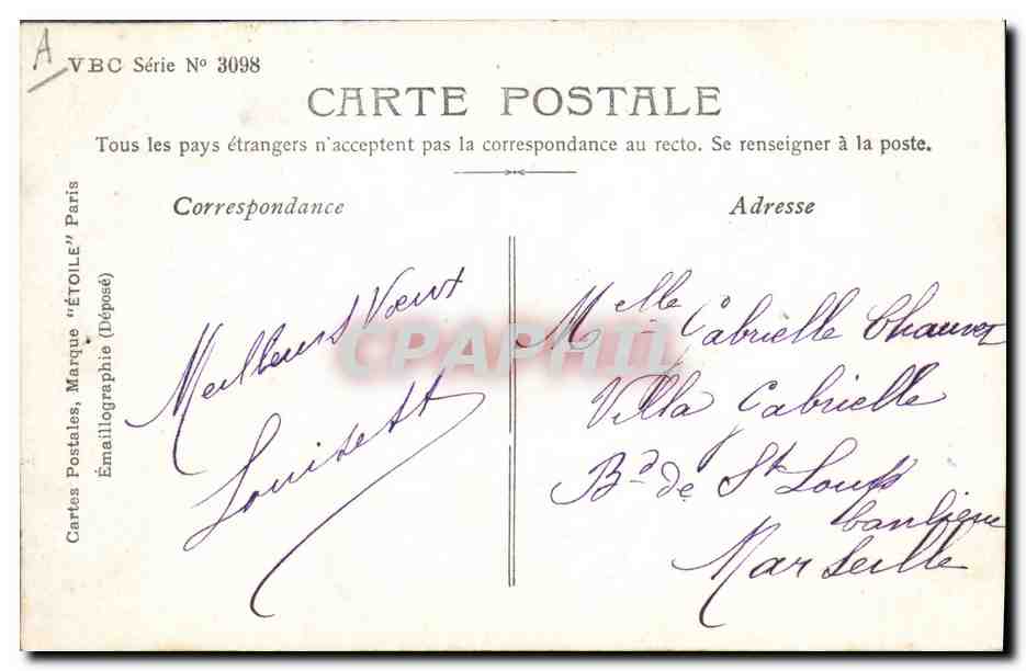 Quatre enfants avec les chiffres 1901 — Stebbing Phot. — Verso