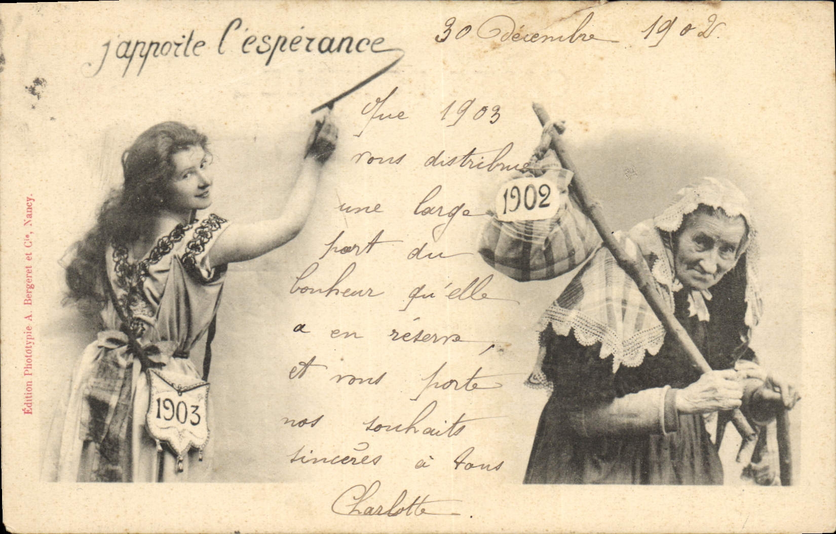 Je porte l'espérance — 1903 — Édition Phototypie A. Bergeret et Cie, Nancy
