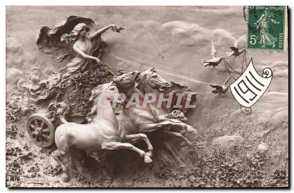 CPA Fantaisie Fleurs Annee 1911 Cheval Femme 