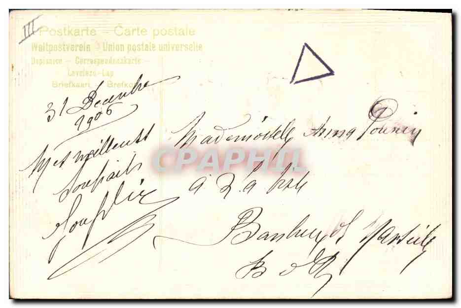 CPA Fantaisie Fleurs Annee 1907  — Verso