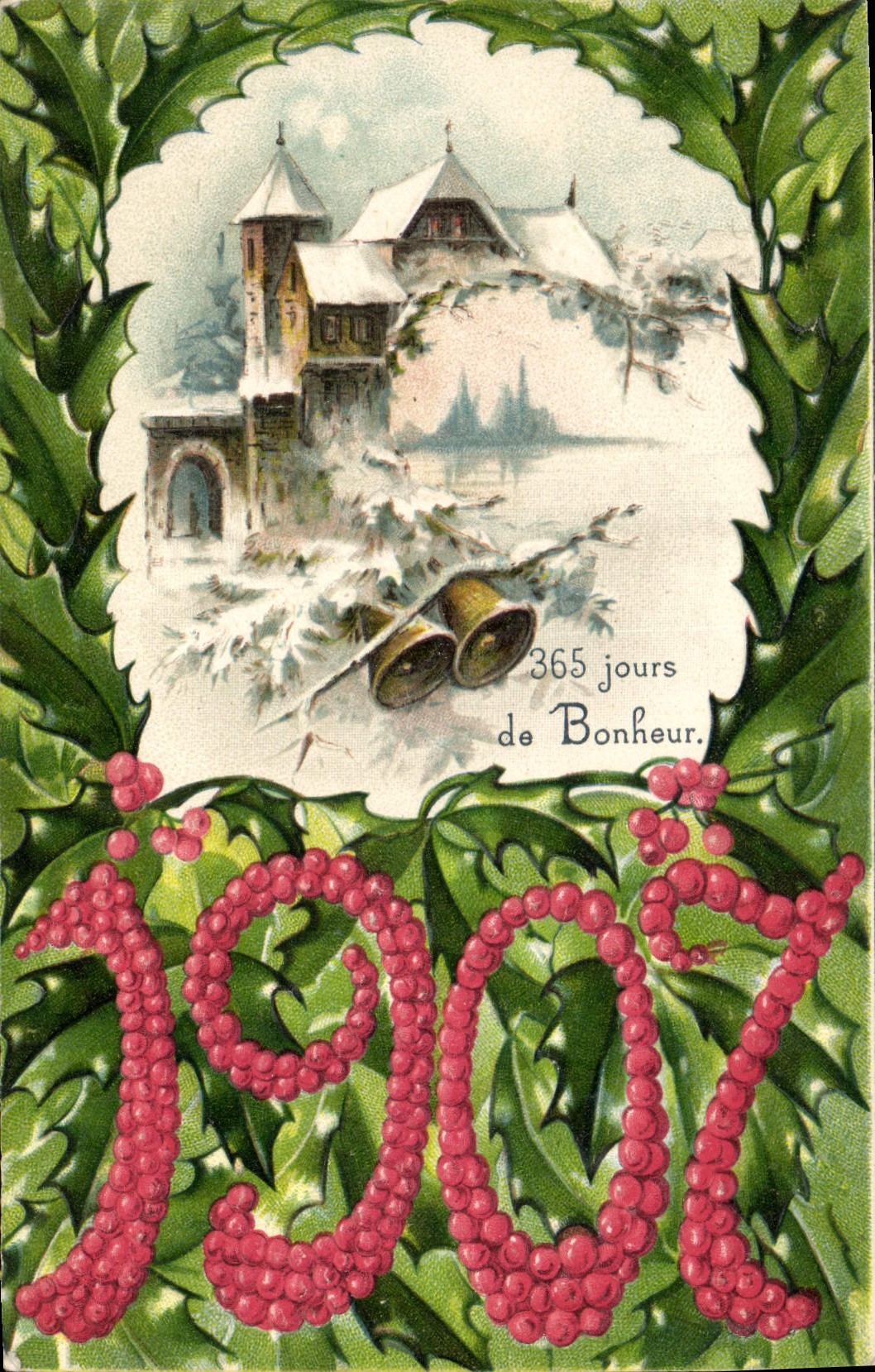 Château enneigé — 365 jours de Bonheur — 1907 — éditeur inconnu