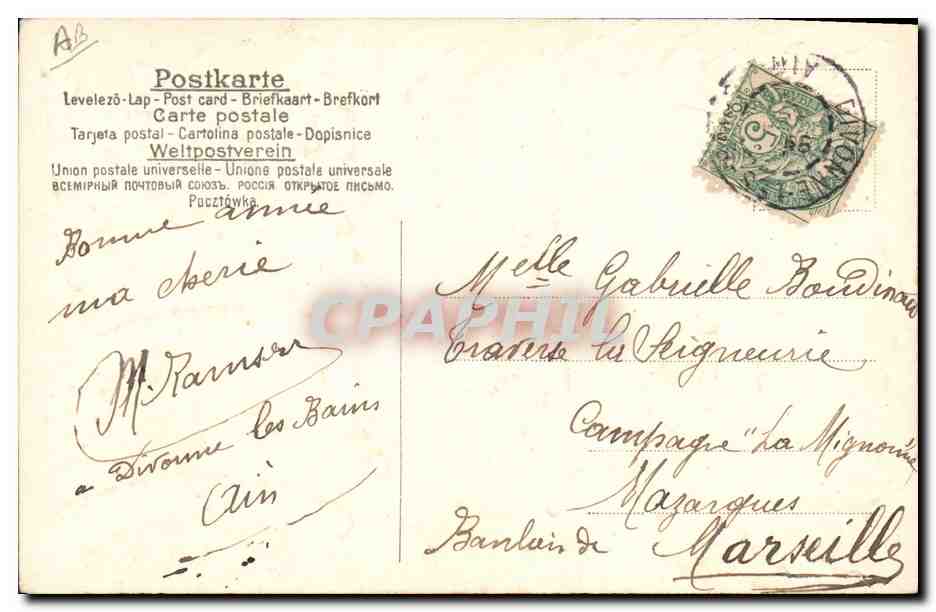Château enneigé — 365 jours de Bonheur — 1907 — éditeur inconnu — Rückseite
