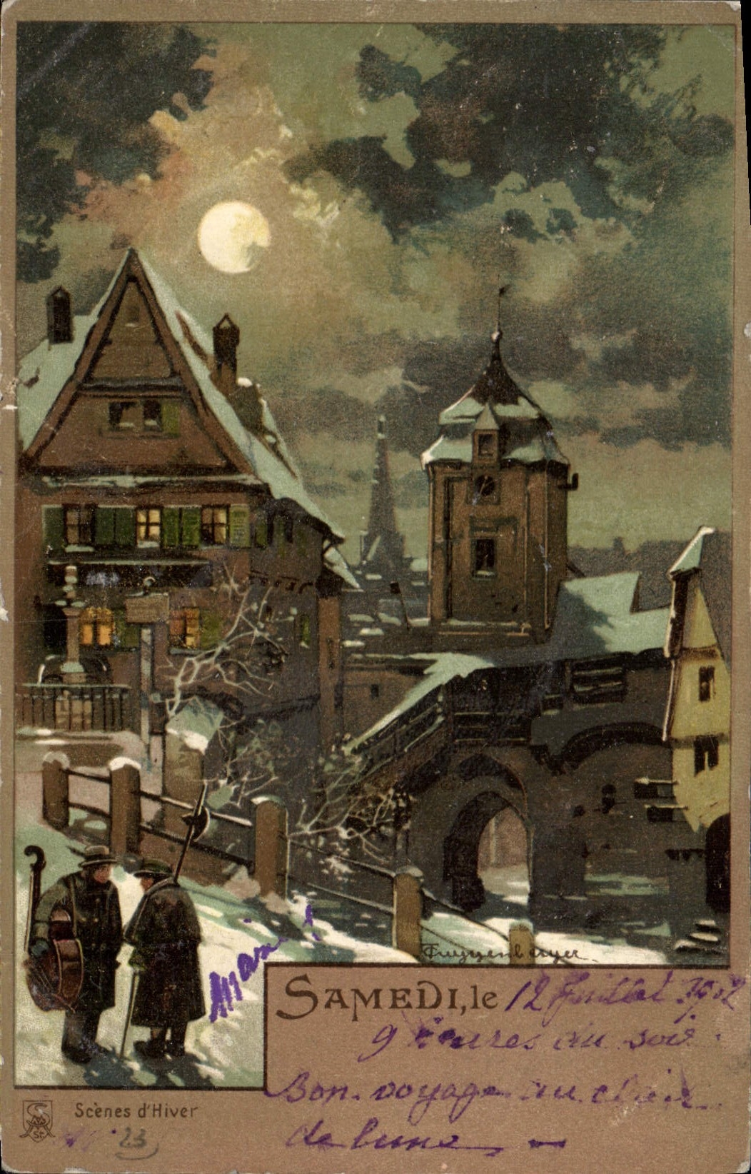 Scènes d'Hiver — Samedi, le 12 Février 1907 — Éditeur : Faujouan & Cie, n° 23