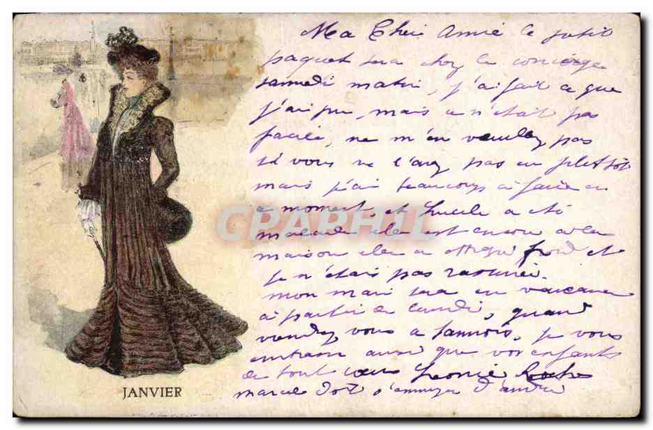Femme en robe sombre — Janvier — éditeur non visible
