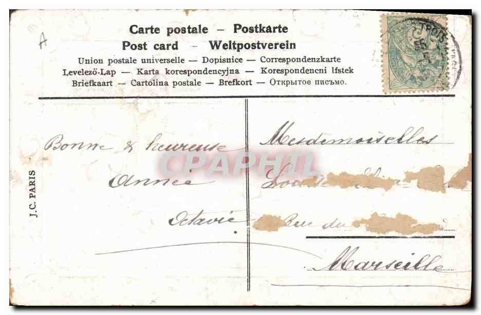 Année 1906 — motifs de trèfles — J.C. PARIS — Verso