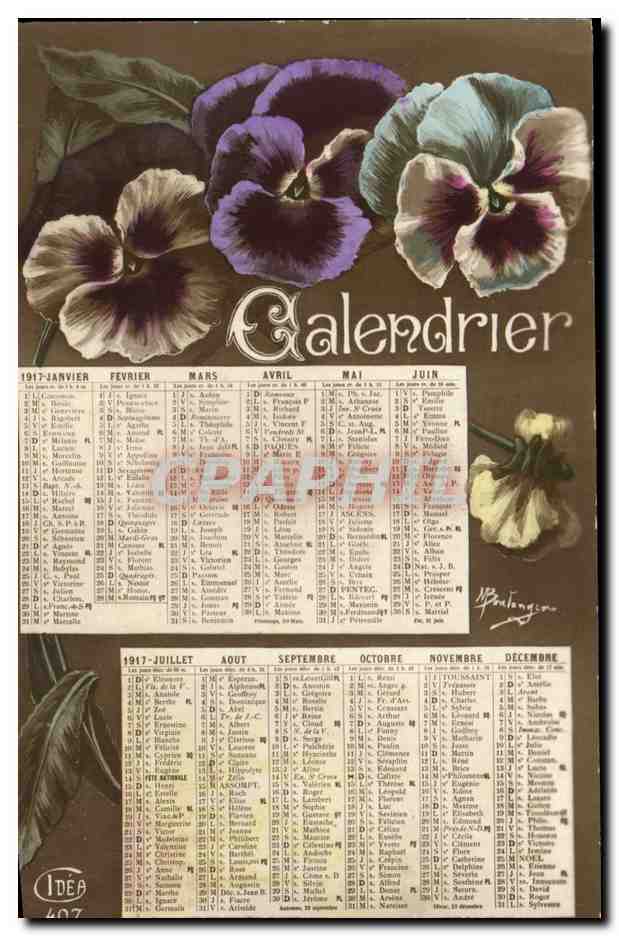 CPA Fantaisie Fleurs Celendrier 