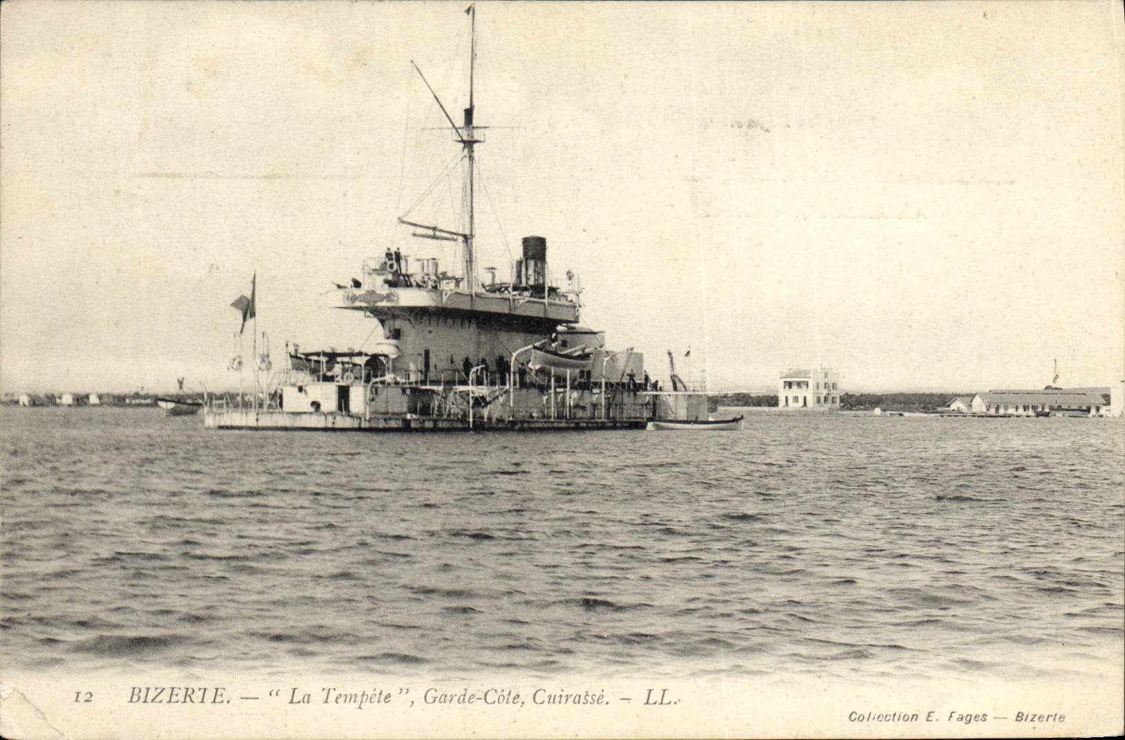 Bizerte — "La Tempête", Garde-Côte, Cuirassé — Collection E. Fages