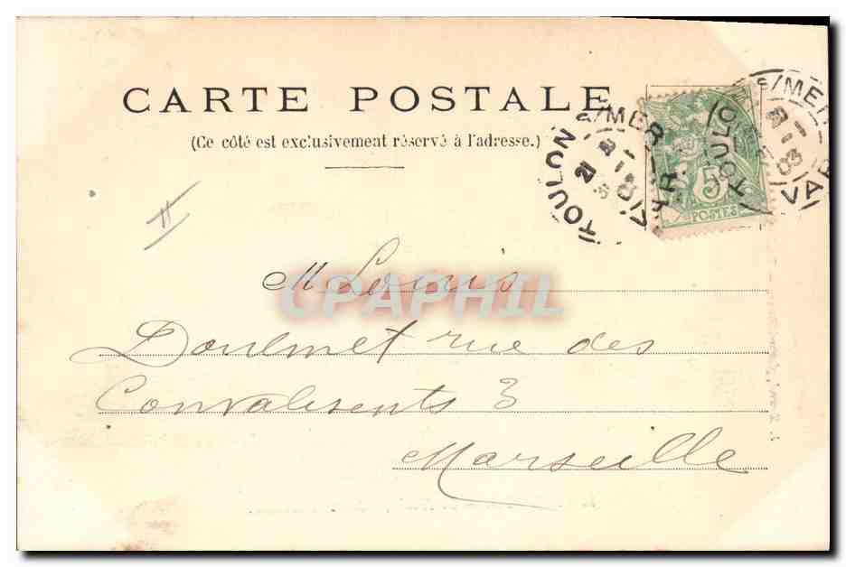 CPA Bateau de Guerre Toulon Le Hoche Cuirasse d'escadre  — Verso