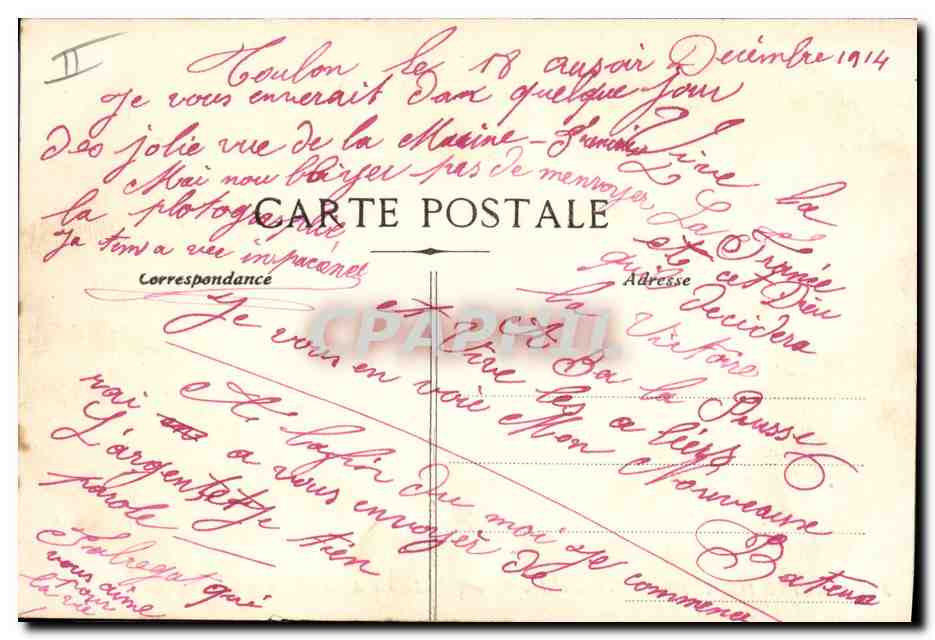 CPA Bateau de Guerre Tourville Bateau Ecole des Apprentis canonniers  — Verso