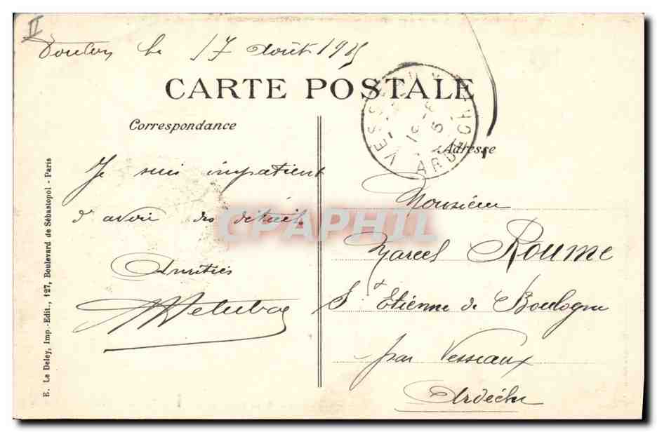 CPA Bateau de Guerre Le Triumph Cuirasse anglais coule le 25 mai 1915  — Verso