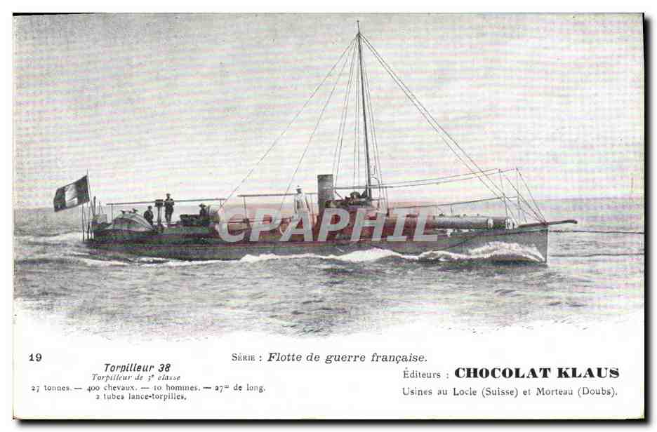 CPA Bateau de Guerre Torpilleur 38 Chocolat Klaus 