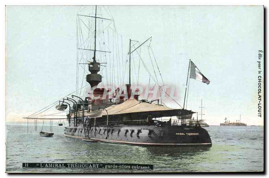 CPA Bateau de Guerre L'amiral Trehouart Garde cotes cuirasse
