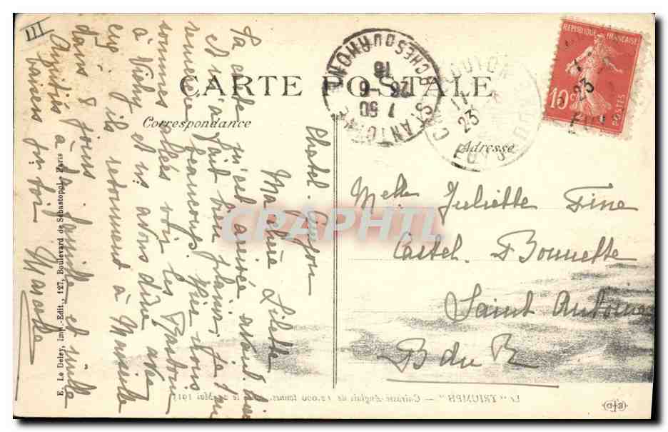 CPA Bateau de Guerre Le Triumph Cuirasse anglais coule le 25 mai 1915  — Verso