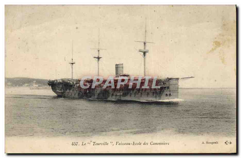 CPA Bateau de Guerre Le tourville Vaisseau ecole des canonniers 