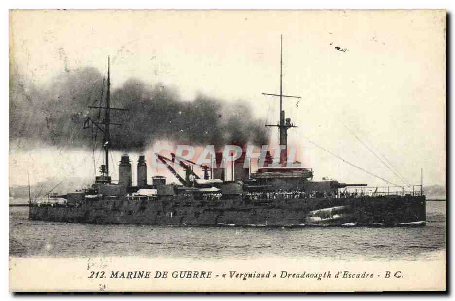 Bateau de guerre « Vergniaud » — Dreadnought d'Escadre — B.C. — n°212