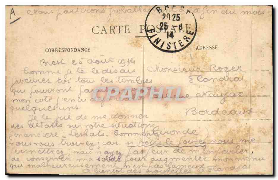 CPA Folklore Fille et Gas de Plougastel Daoulas  — Verso