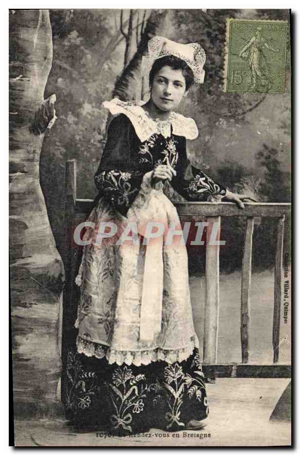 CPA Folklore Le rendez vous en Bretagne 