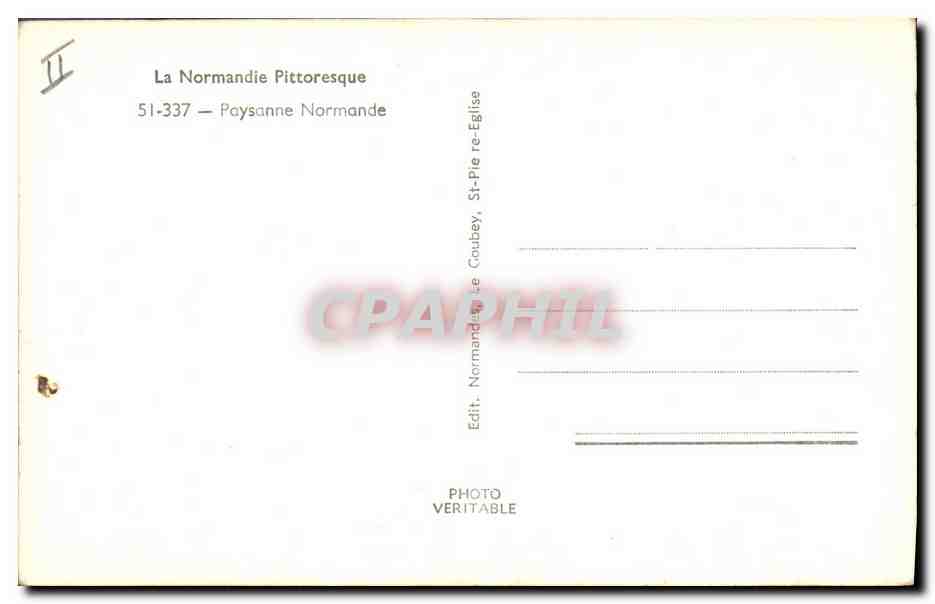 CPA Folklore Normandie Paysanne Normande — Rückseite