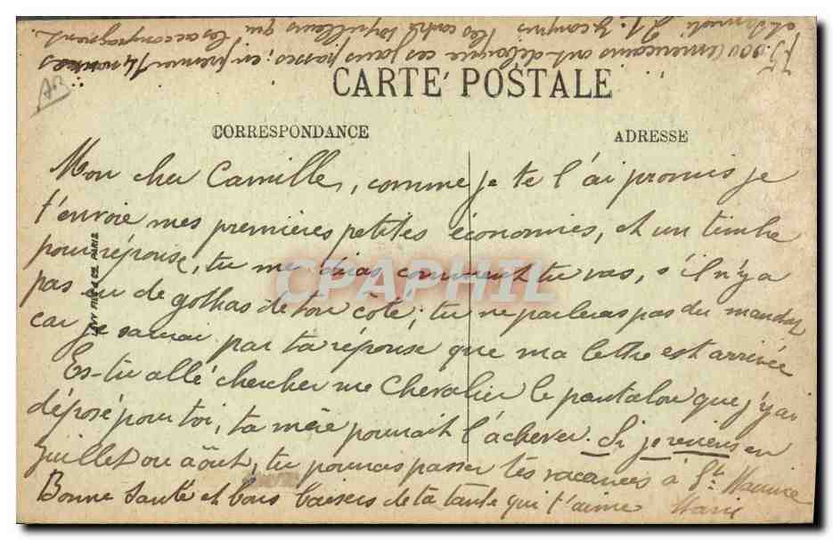 CPA Folklore Jeune enfant des environs de Quimperle  — Verso