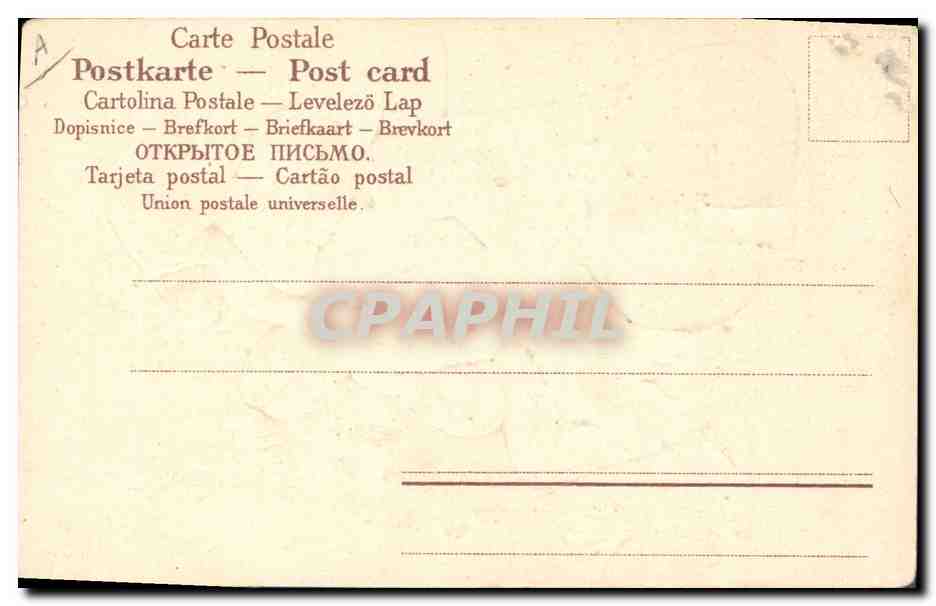 Jeune homme et jeune femme en costume traditionnel — scène de campagne — A.G.M. — Verso