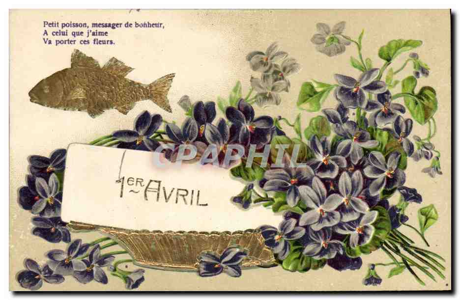 CPA Fantaisie Fleurs Poisson 1er Avril 