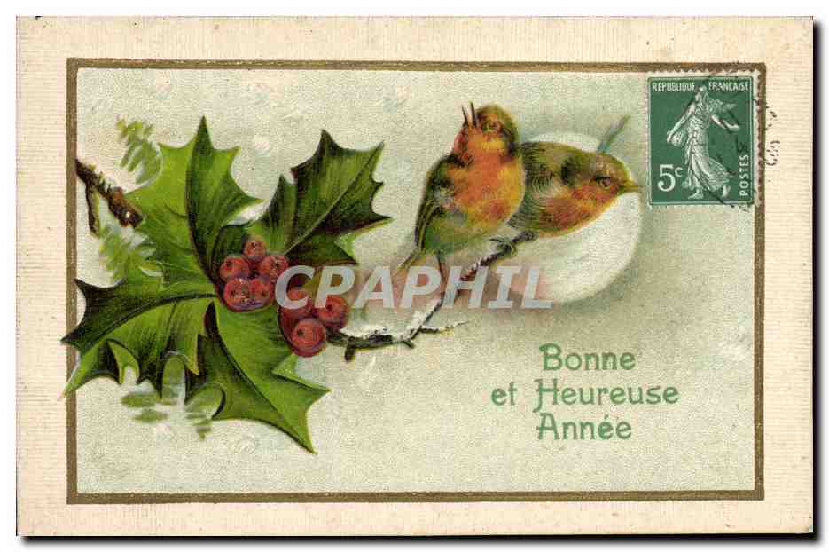 CPA Fantaisie Fleurs Oiseaux 