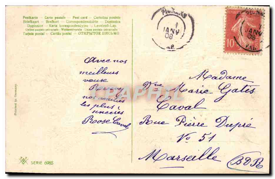CPA Fantaisie Fleurs Bonne annee  — Rückseite