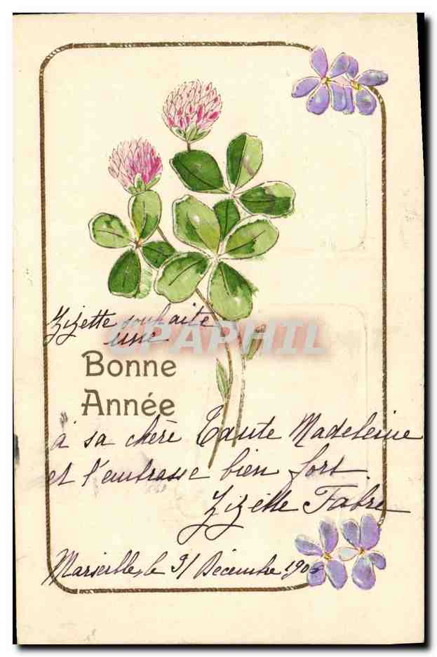 CPA Fantaisie Fleurs Trefles 