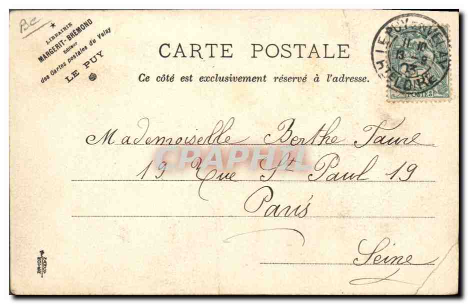 CPA Folklore Dentelle Dentelliere Le Velay Environs du Puy Les dentellieres du Velay  — Verso