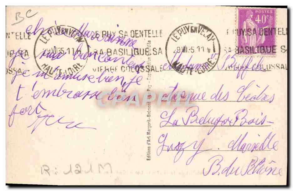 CPA Folklore Dentelle Dentelliere Les dentellieres de la Haute Loire Costumes d'Espaly pres Le Puy  — Verso