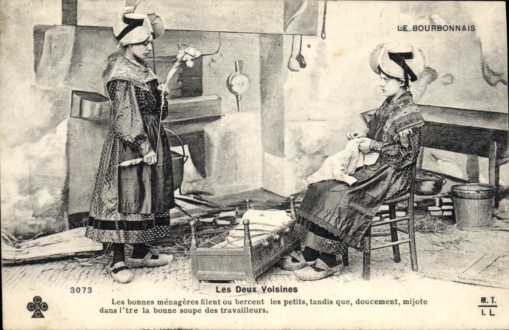 CPA Folklore Dentelle Dentelliere Bourbonnais Les deux voisines 