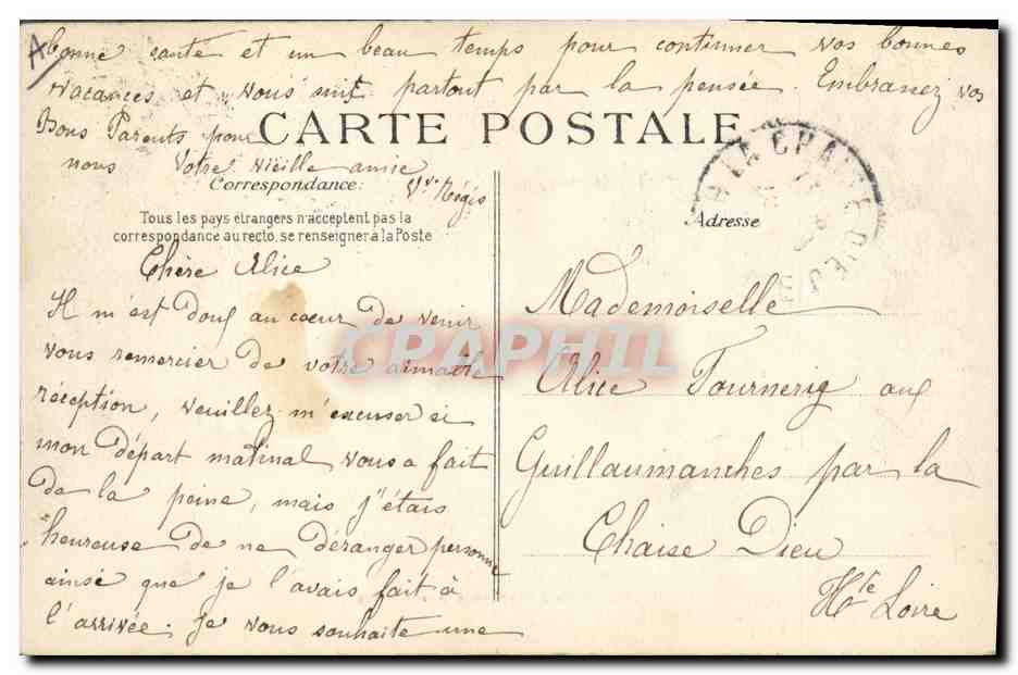 CPA Folklore Dentelle Dentelliere Auvergne Petites paysannes Auvergnates  — Verso