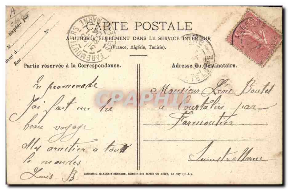 CPA Folklore Dentelle Type de la Dentelliere d'Allegre Coiffure dite Auvergnate  — Verso