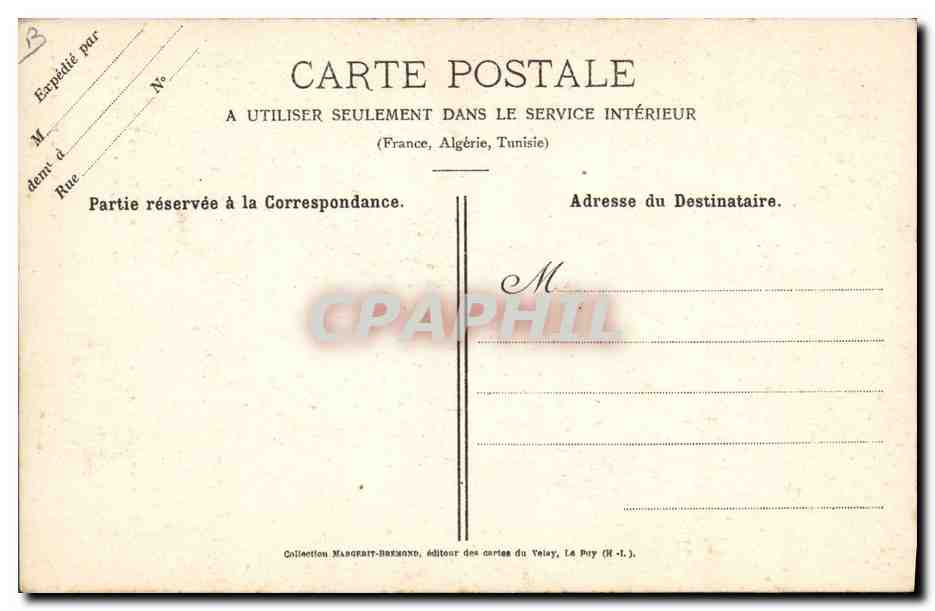 CPA Folklore Dentelle Dentelliere Environs du Puy La dentelliere du Velay Coiffure dite Auvergnate avec large ruban  — Verso