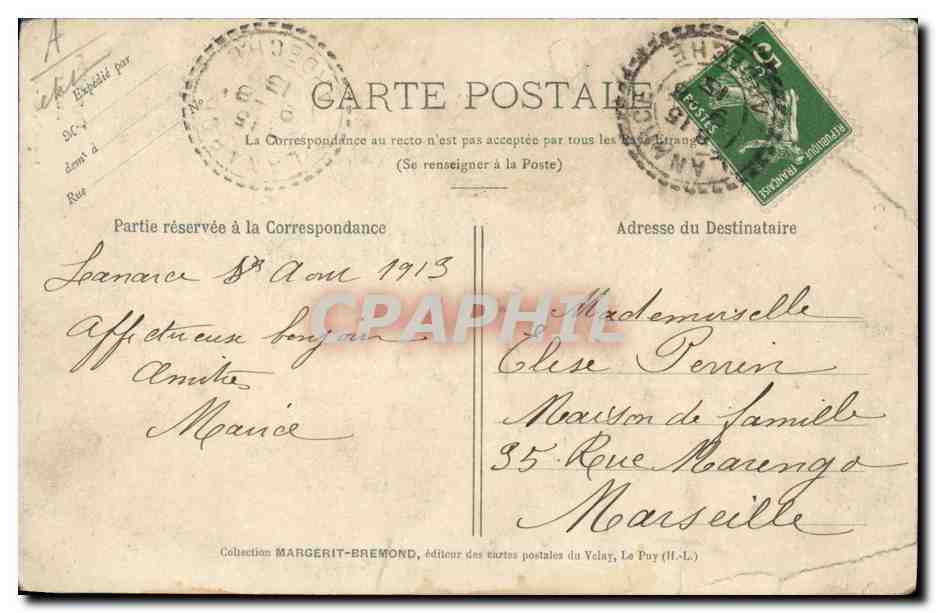 CPA Folklore Dentelle Dentelliere Auvergnate Le Velay  — Verso