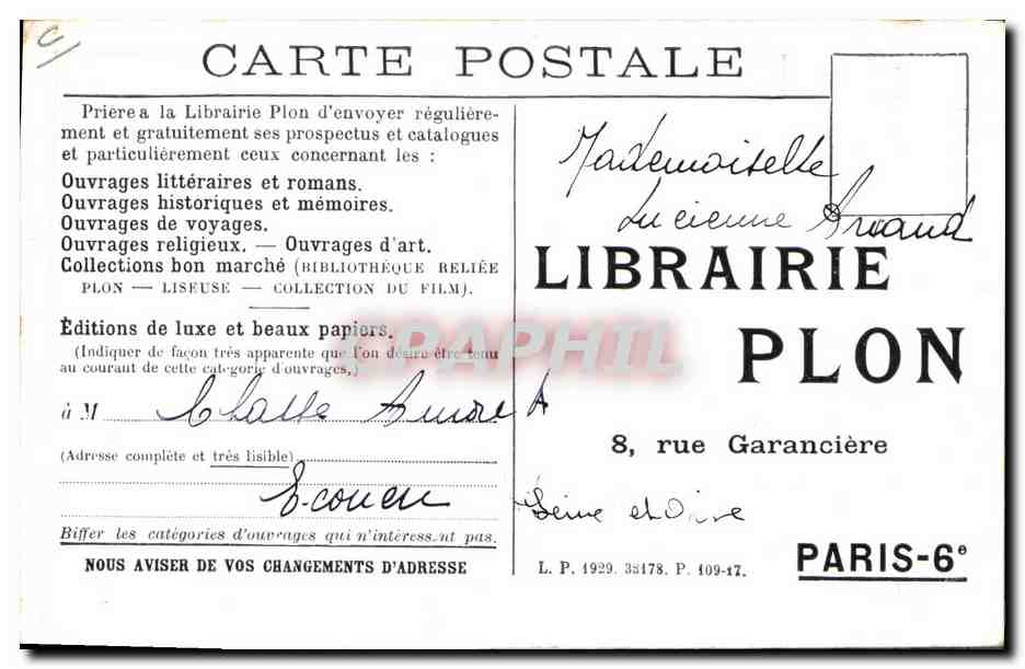 CPA Georges Lecomte de l'Academie Francaise La Vie Heroique et glorieuse de Carpeaux — Verso