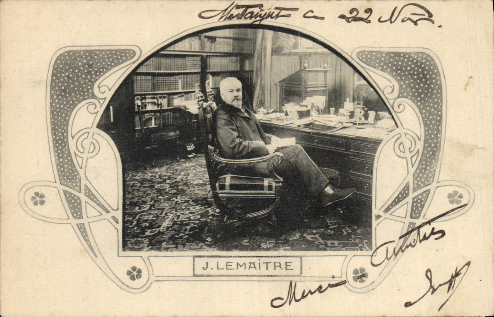 J. Lemaitre — Photographie en noir et blanc dans un cadre Art Nouveau — J. Lemaitre, Paris