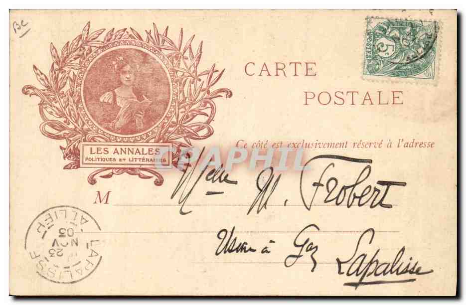 J. Lemaitre — Photographie en noir et blanc dans un cadre Art Nouveau — J. Lemaitre, Paris — Verso