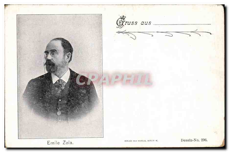 Emile Zola — portrait — Verlag Max Marcus, Berlin W., Dessin-No. 296