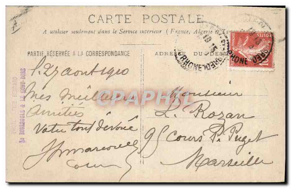 Portrait d'un vieil homme — éditeur : P. BONNACOULE & LA MONT-DORÉ, n° de série non visible — Verso