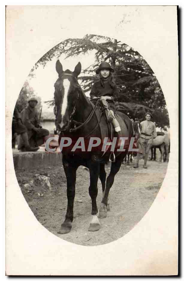 CARTE PHOTO Enfant Cheval Hippisme Equitation 